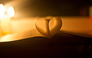 white book folded book page forming heart HD wallpaper